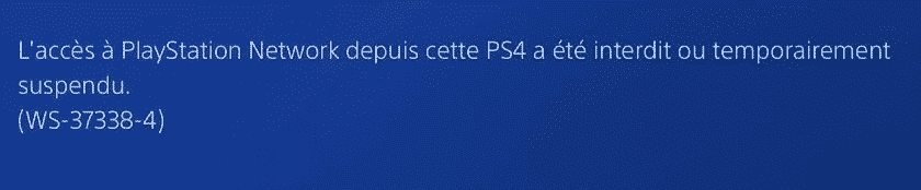 PS4 bannie message